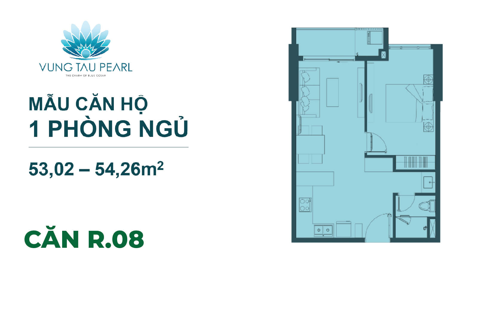 Căn 1 phòng ngủ Vũng Tàu Pearl R08