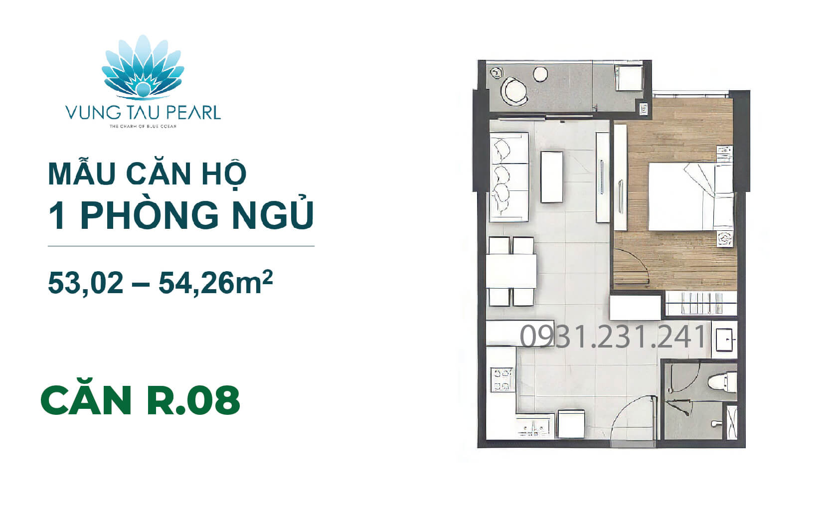 Căn 1 phòng ngủ Vũng Tàu Pearl R04