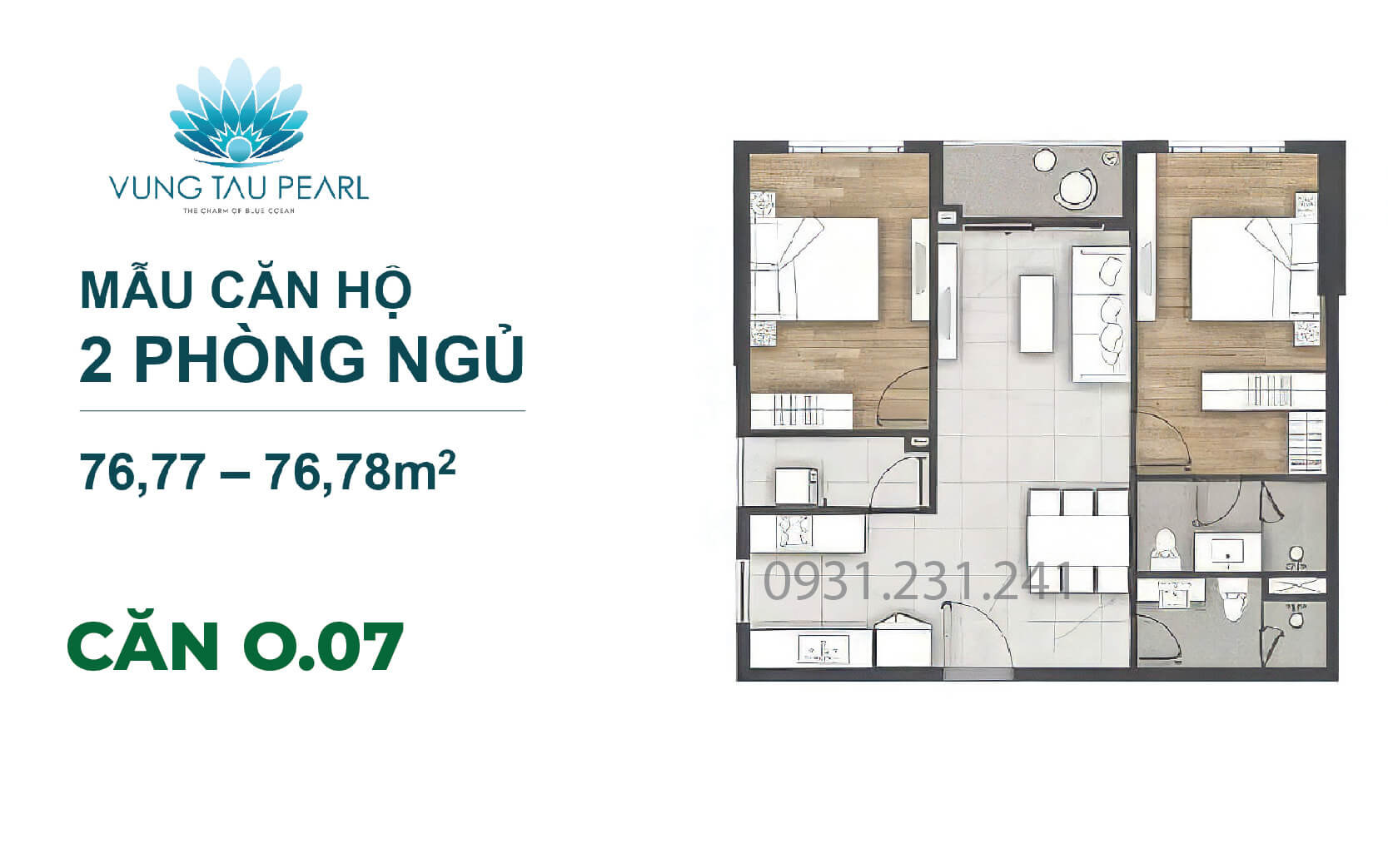 Căn 1 phòng ngủ Vũng Tàu Pearl O.07