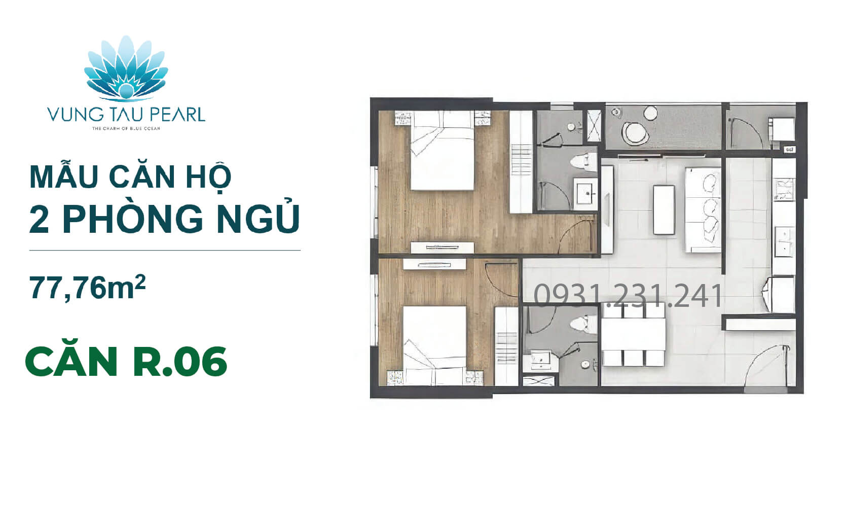 Căn 1 phòng ngủ Vũng Tàu Pearl R06