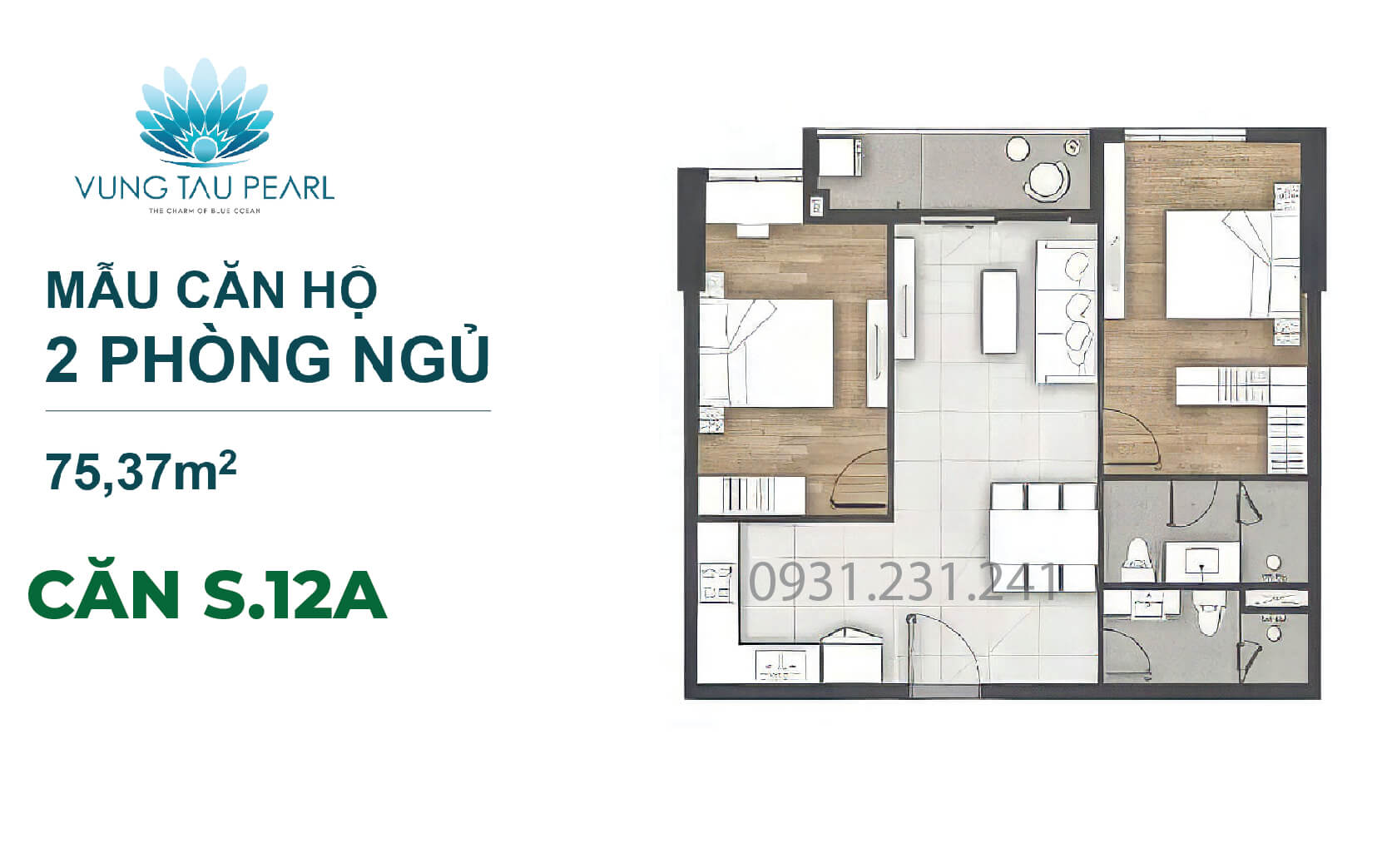 Căn 1 phòng ngủ Vũng Tàu Pearl S12A