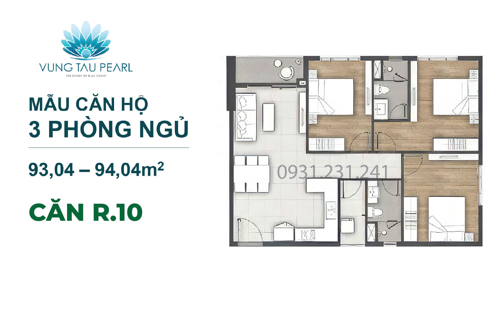 Căn 3 phòng ngủ Vũng Tàu Pearl R10