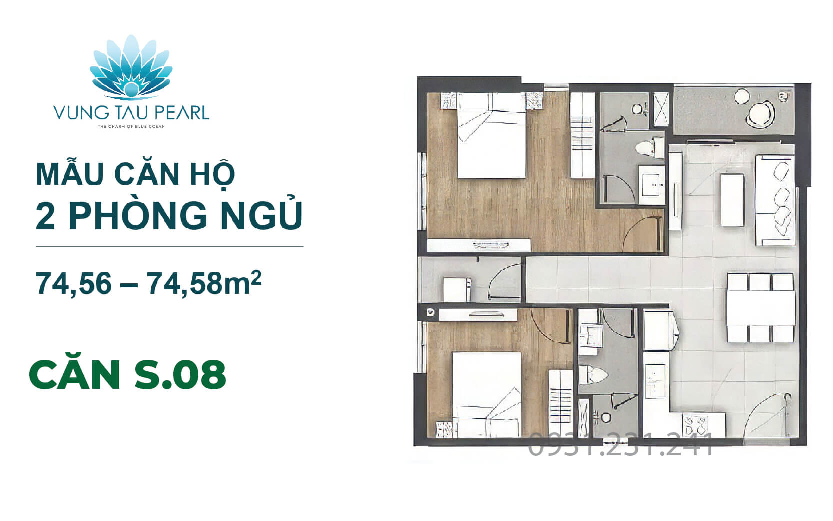 Căn 1 phòng ngủ Vũng Tàu Pearl S08