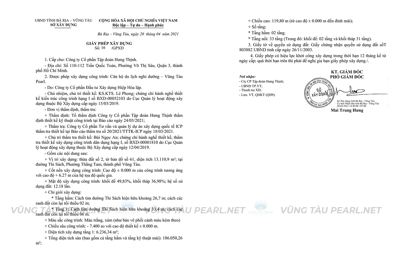 Pháp Lý Vũng Tàu Pearl: Giấy Phép Xây Dựng, Thời Gian Khởi Công, Quy Hoạch Mới Nhất 2025