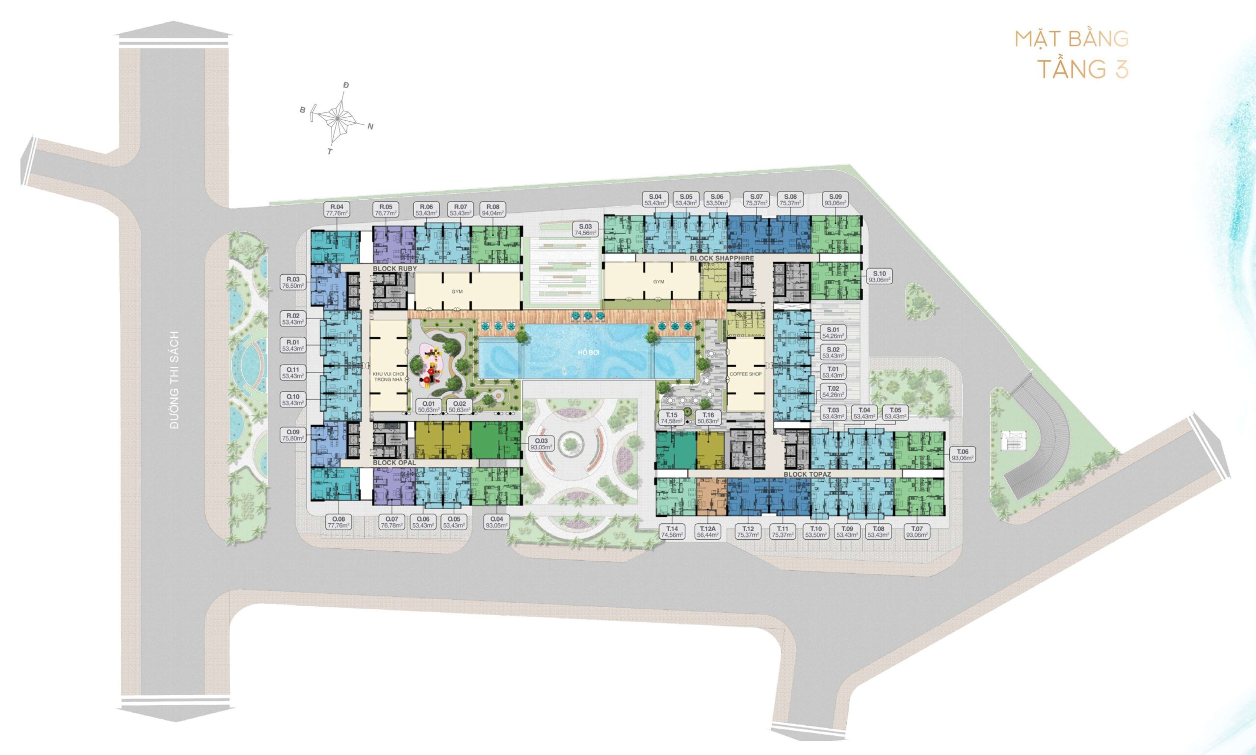 Mặt bằng Vũng Tàu Pearl – Chi Tiết Tầng 1, 2, 3 và Tầng 4–18 và 20–32, 33