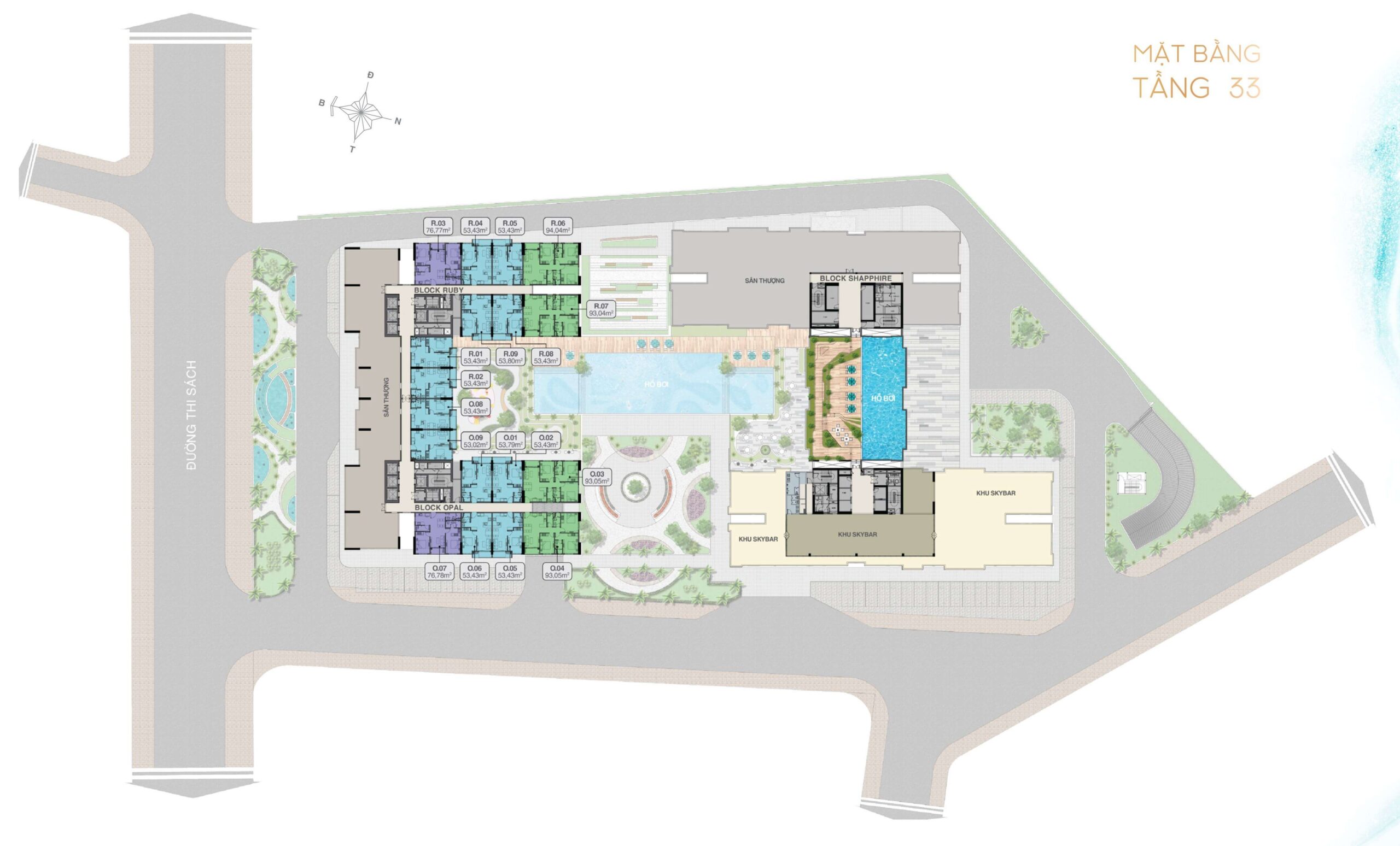 Mặt bằng Vũng Tàu Pearl – Chi Tiết Tầng 1, 2, 3 và Tầng 4–18 và 20–32, 33