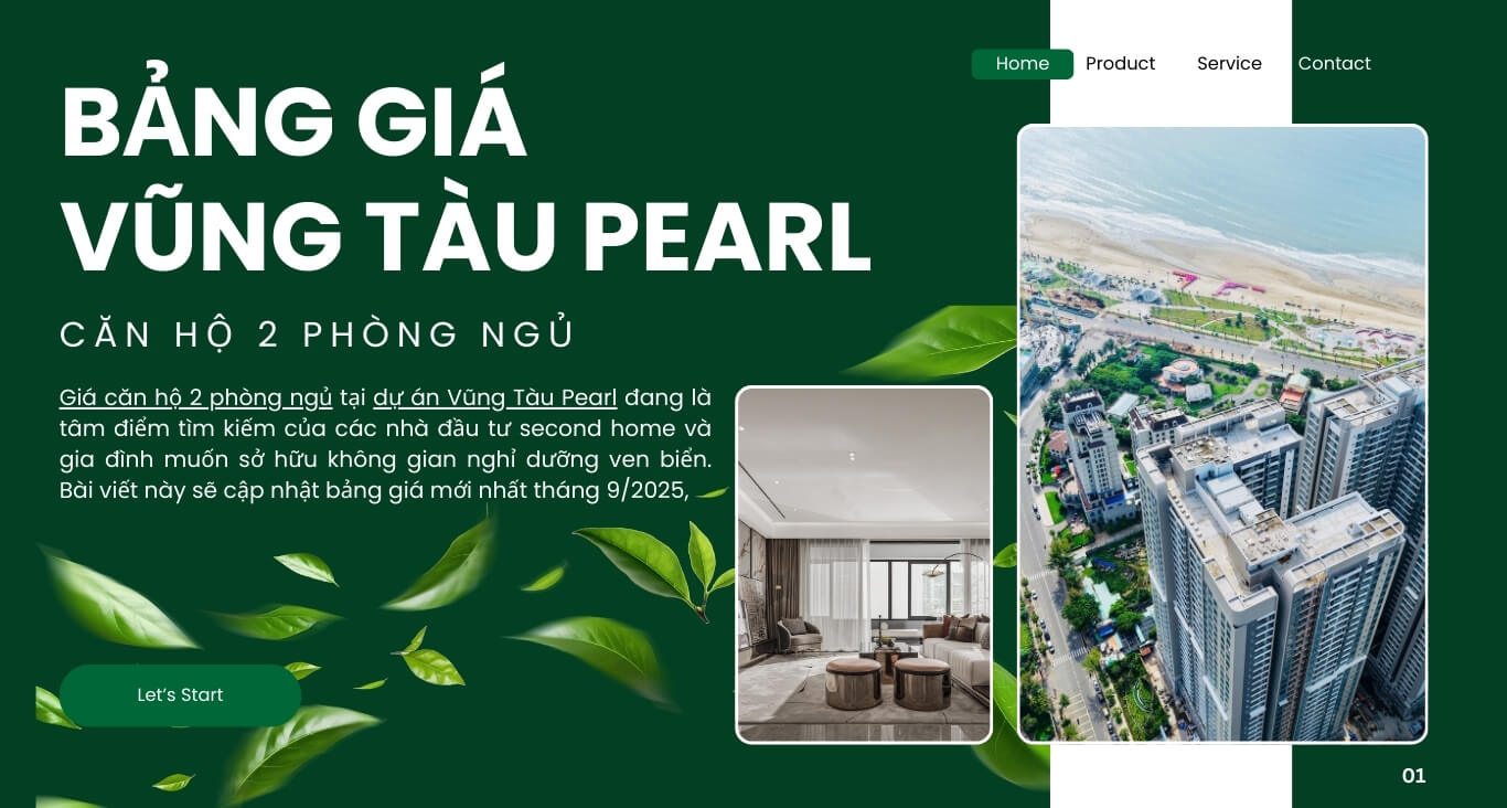 Giá căn hộ 2 phòng ngủ vũng tàu pearl