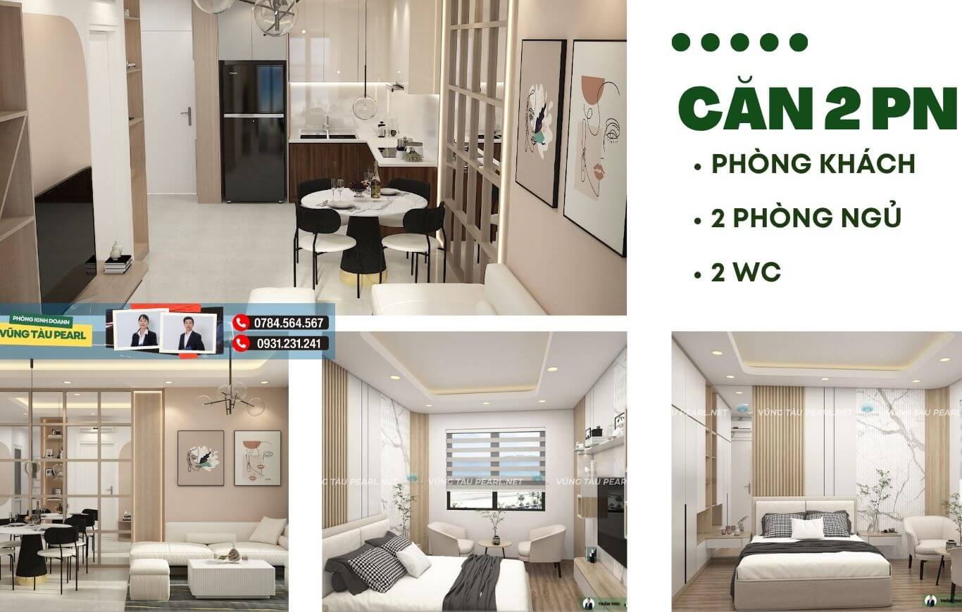 Căn hộ 2 phòng ngủ đầy đủ tiện ích sống chuẩn hiện đại