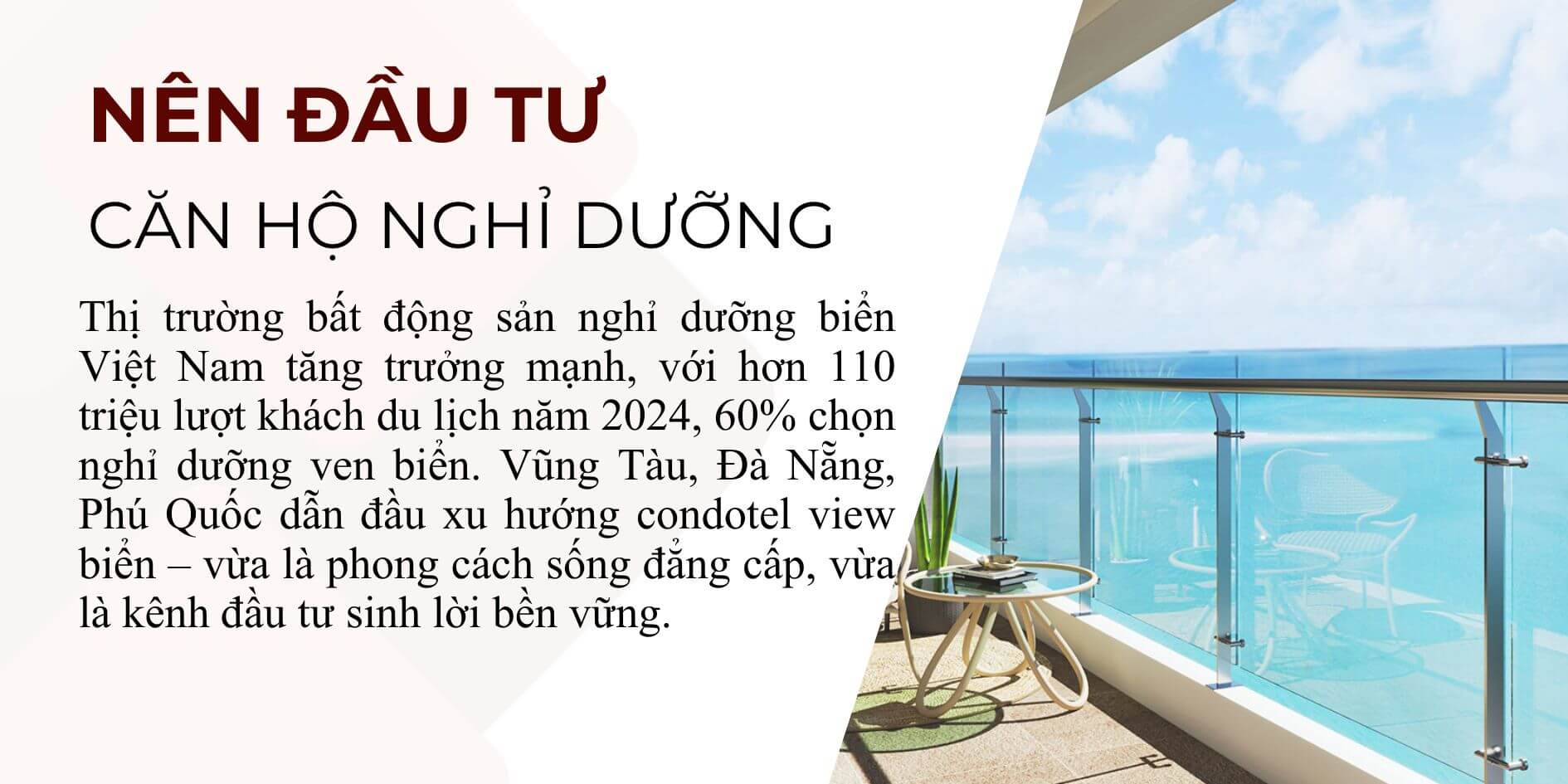 Căn hộ nghỉ dưỡng view biển sở hữu không gian trong lành