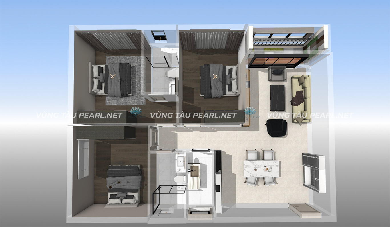 Căn hộ 3 phòng ngủ cao cấp không gian đẳng cấp