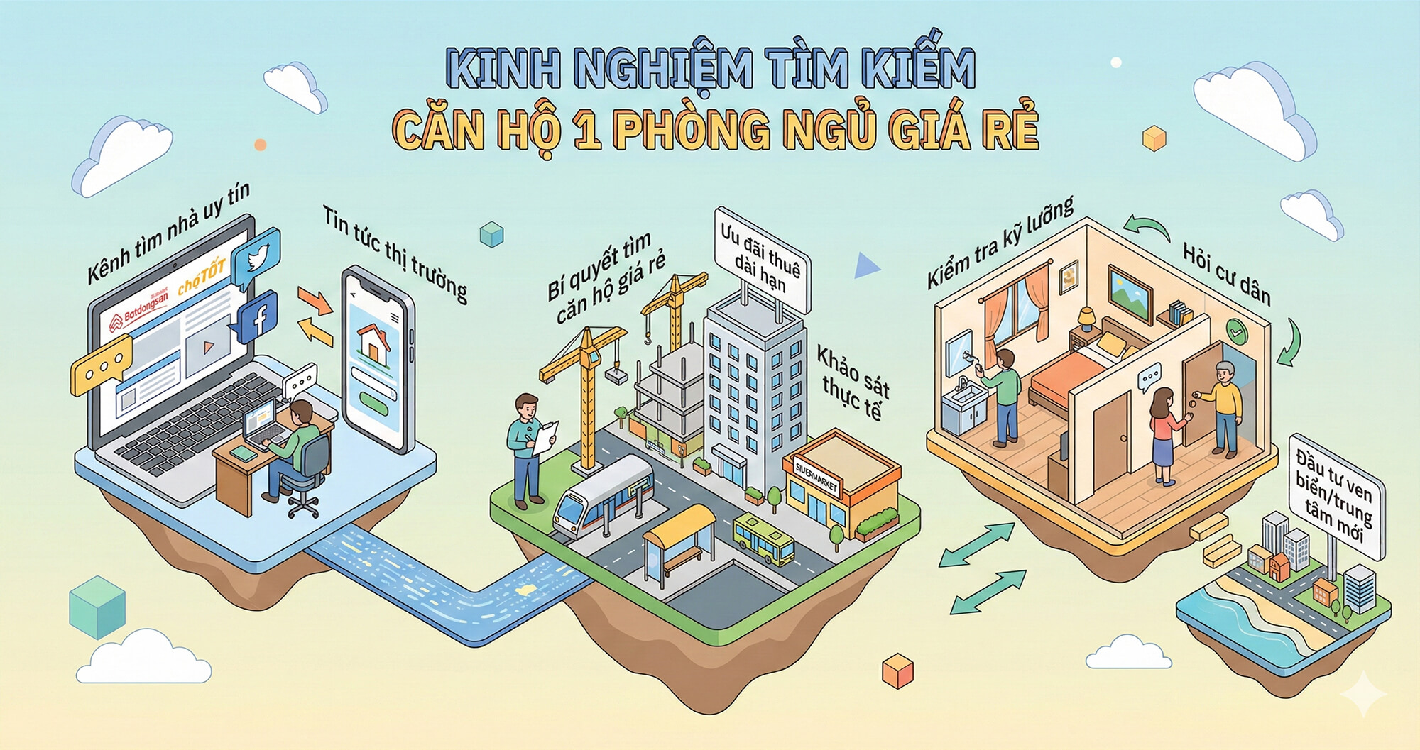 Căn hộ 1 phòng ngủ giá rẻ: bí quyết tìm nhà ưng ý