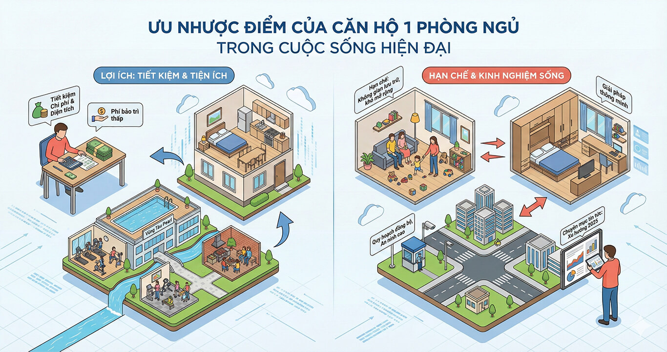 Căn hộ 1 phòng ngủ: Giải pháp sống tối ưu hiện đại