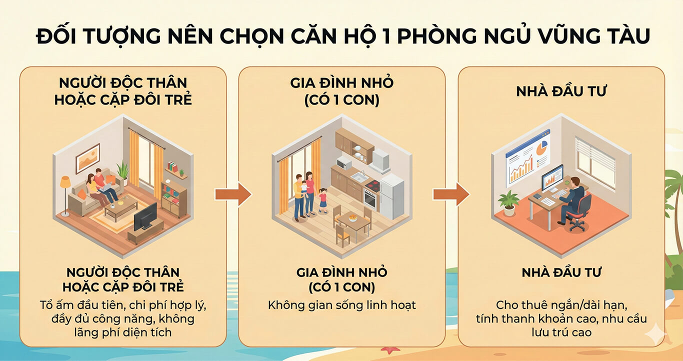 Căn hộ 1 phòng ngủ Vũng Tàu đầy đủ tiện nghi