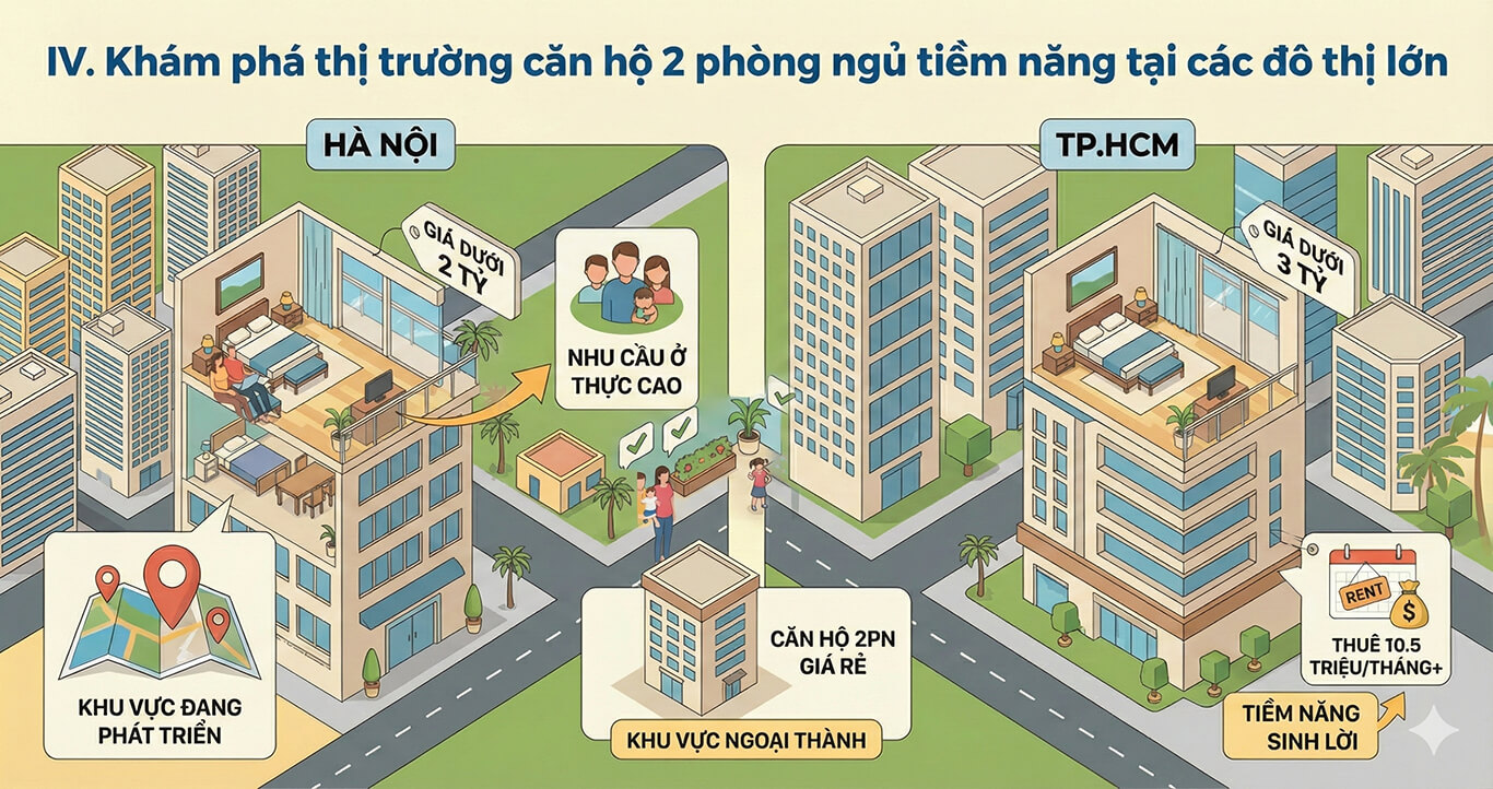 Căn hộ 2 phòng ngủ giá tốt lựa chọn thông minh