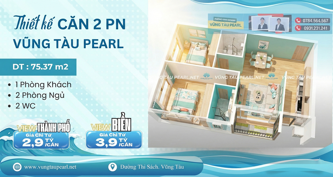 Căn hộ 2 phòng ngủ đầu tư sinh lời vững bền