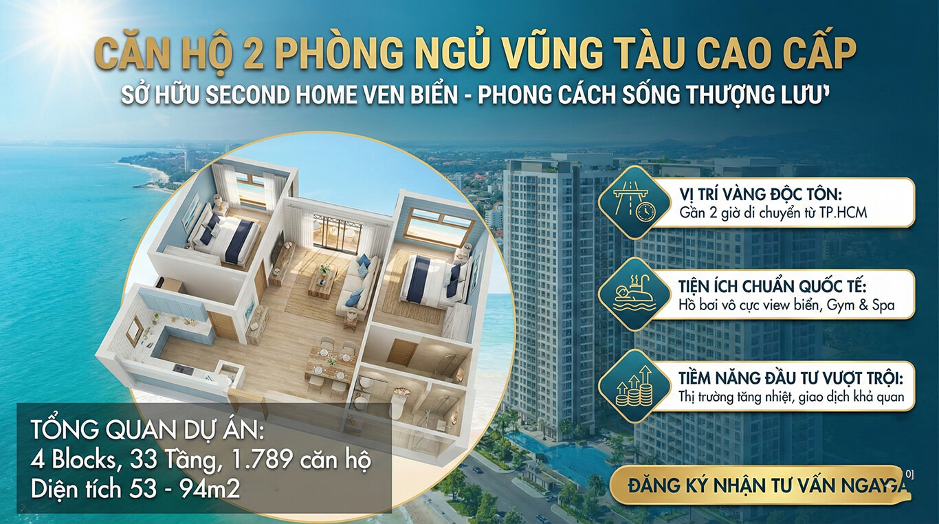 Căn hộ 2 phòng ngủ Vũng Tàu cao cấp